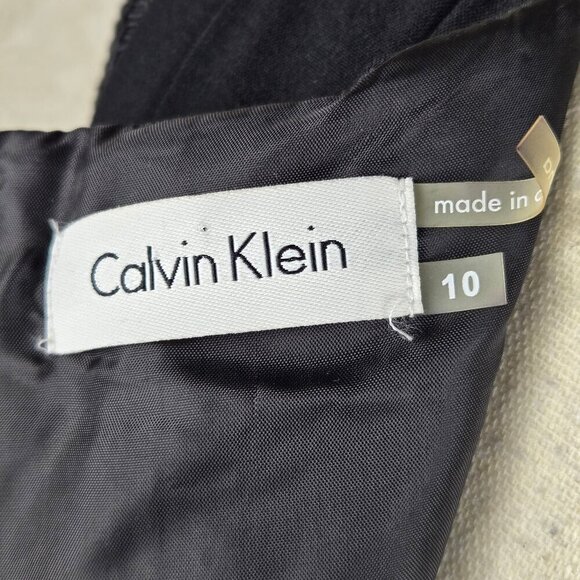 Calvin Klein Size 10 Black Fit and Flare Seamed Dress Sleeveless Hidden Back Zip - Picture 11 of 14